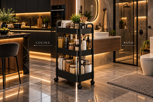 Carro Organizador de Cocina 4 Niveles con Ruedas - Multiusos