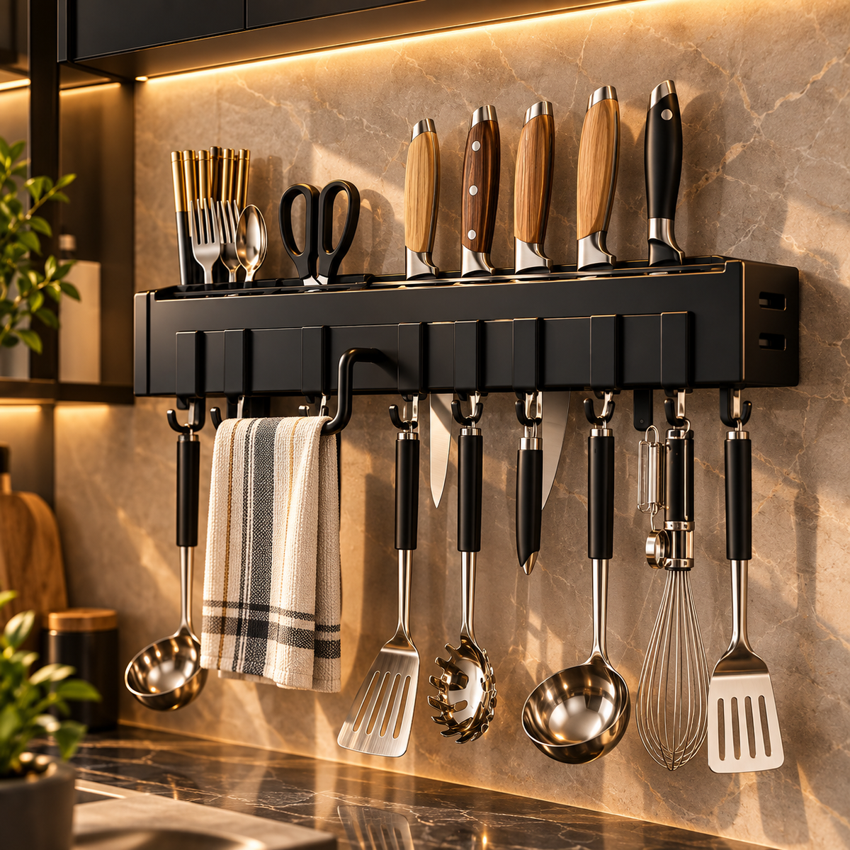 Organizador de Cuchillos y Utensilios de Pared - Ahorra Espacio