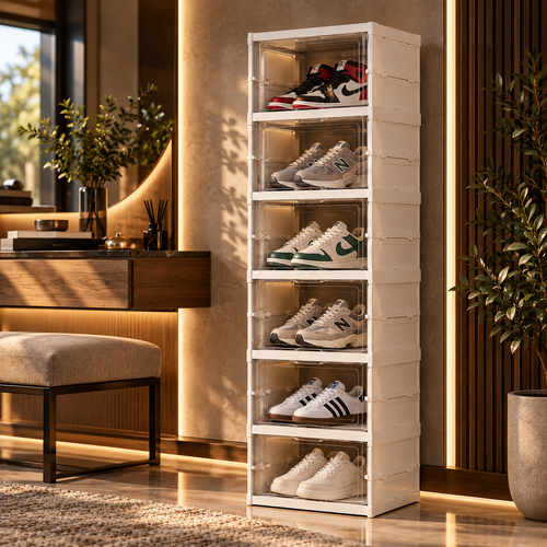 Organizador de Zapatos Acrílico Plegable 6 Niveles - Ahorra Espacio